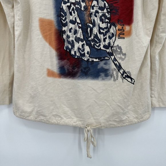 Barbara Lebek Casual Animal Cat Print Rhinestone Tie Waist Shirt UK 16 (Large) - Picture 4 of 6